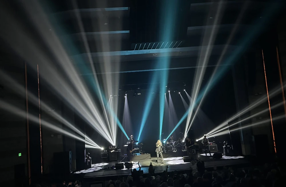 Lights on a stage in an auditorium